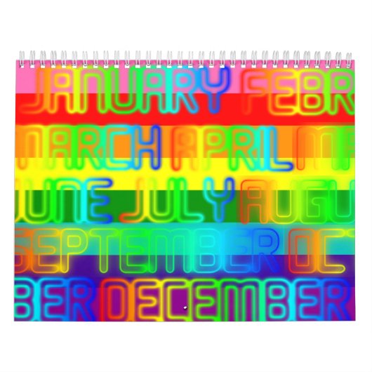 Happy Colorful Rainbow Colors Typografie Kalender (Hoes)