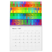 Happy Colorful Rainbow Colors Typografie Kalender (Feb 2027)