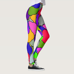 Happy Colorful Summer Cloud Shapes Pattern Leggings