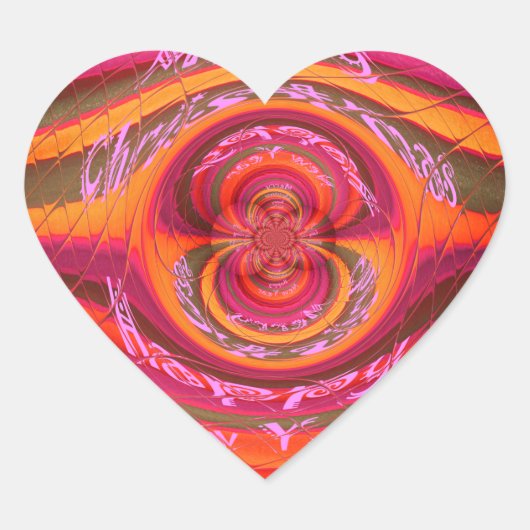 Happy Colors Merry KerstHappy Nieuwjaar Desig Hart Sticker (Voorkant)