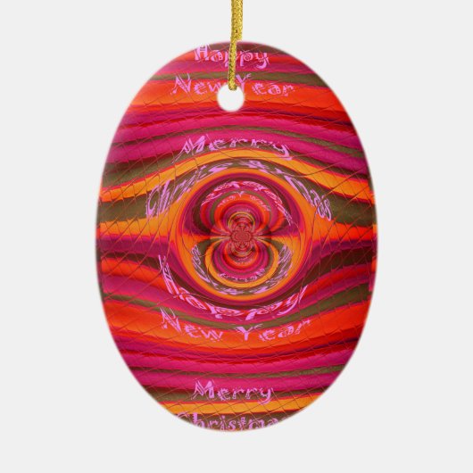 Happy Colors Merry KerstHappy Nieuwjaar Desig Keramisch Ornament (Voorkant)