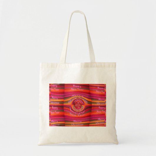 Happy Colors Merry KerstHappy Nieuwjaar Desig Tote Bag (Voorkant)