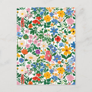 Happy Colourful Botanical Flowers Floral Card. Briefkaart