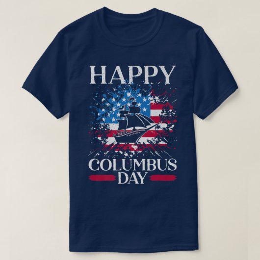 Happy Columbus Day Christopher Columbus Italiaans  T-shirt (Design voorkant)