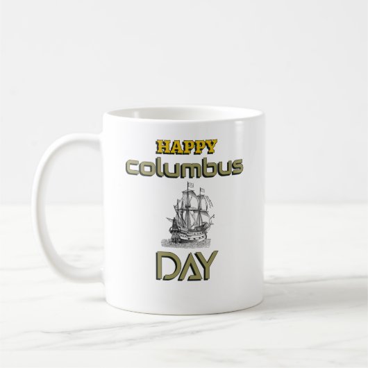 Happy Columbus Day grappig ontwerp, cadeau voor vr Koffiemok (Links)