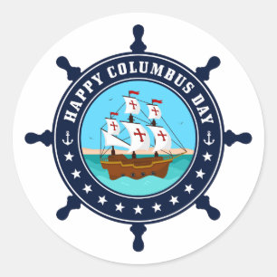 Happy Columbus Day Mok Explorer Holiday Coffee Ronde Sticker