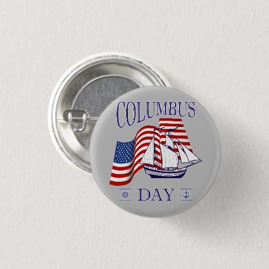 Happy Columbus Day Ronde Button 3,2 Cm (Voorkant /achterkant)