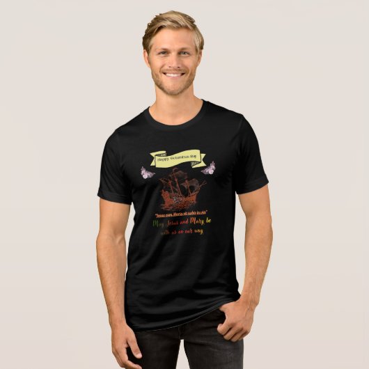 Happy Columbus Day Tri-Blend T-Shirt  (Voorkant volledig)
