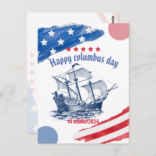Happy Columbus Day USA 14 oktober Briefkaart (Voorkant / Achterkant)