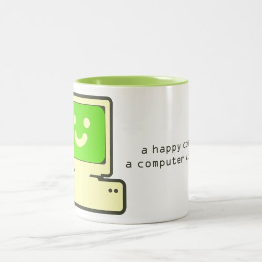 happy computer mug tweekleurige koffiemok (Center)