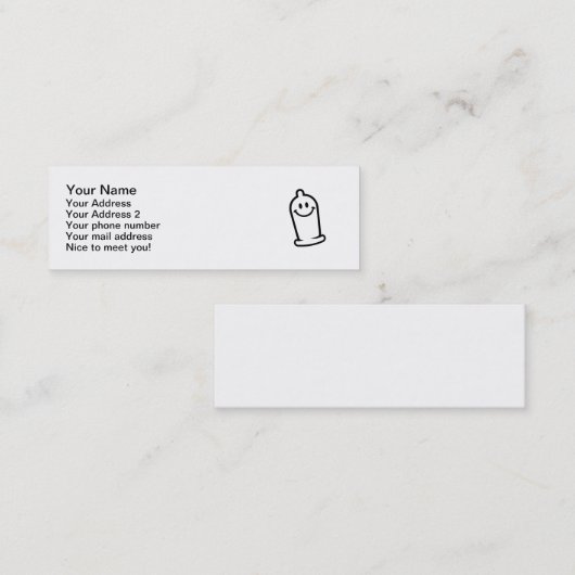 Happy condom gezicht mini visitekaartje (Voorkant / Achterkant)