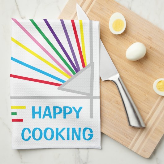Happy Cooking vuurwerk keukenhanddoek (Quarter Fold)