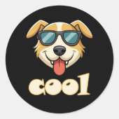 Happy - Cool Cartoon Dog Ronde Sticker (Voorkant)