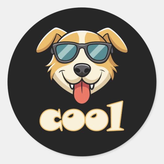 Happy - Cool Cartoon Dog Ronde Sticker (Voorkant)