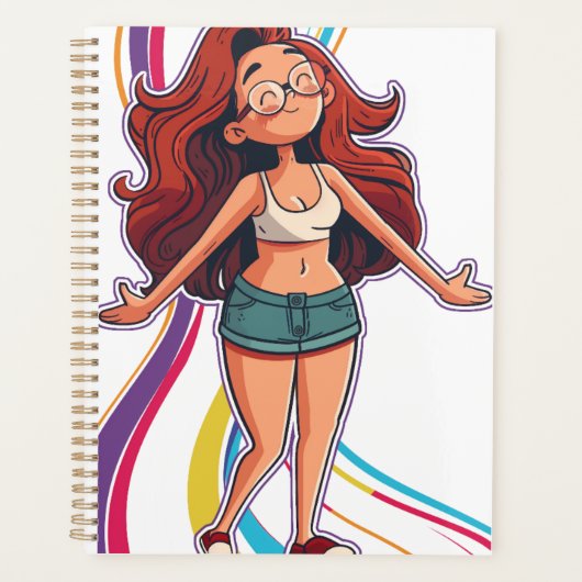Happy cool chill levendige kleurrijke meisje planner (Voorkant)