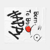 "Happy" Cool Motivatie Fleece Blanket (Voorkant (Horizontaal))