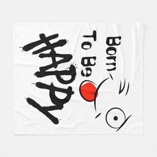 "Happy" Cool Motivatie Fleece Blanket (Voorkant (Horizontaal))
