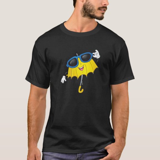 Happy Cool Yellow Umbrella and Sunglasses for Men T-shirt (Voorkant)