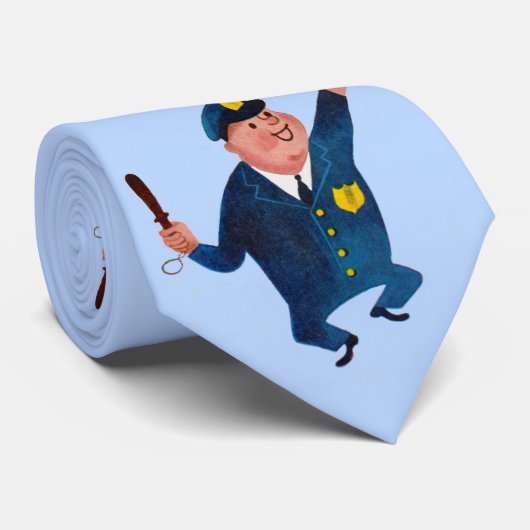 happy cop print tie  stropdas (Opgerold)