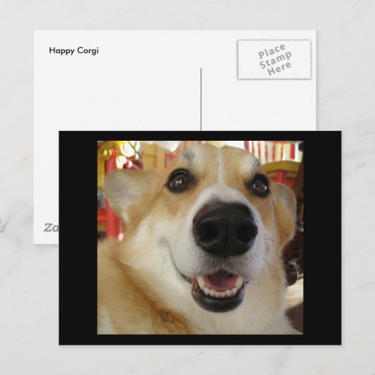 Happy Corgi briefkaart (Voorkant / Achterkant)