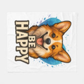 Happy Corgi Cute Dog Lover Design for Positive Fleece Deken (Voorkant (Horizontaal))