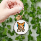 Happy Corgi Cute Dog Lover Design for Positive Sleutelhanger (Hand)
