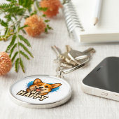 Happy Corgi Cute Dog Lover Design for Positive Sleutelhanger (Zijkant)