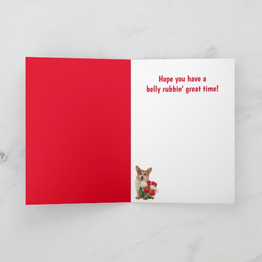 Happy Corgi en Rozen Valentijn Feestdagen Kaart (Binnen)