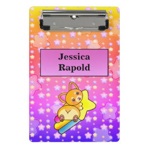 Happy Corgi met prachtige pastelsterren Mini Klembord