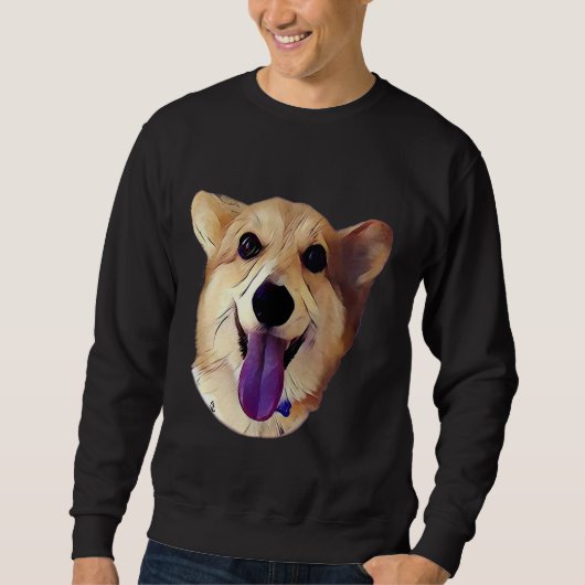 Happy Corgi Paars Trui (Voorkant)