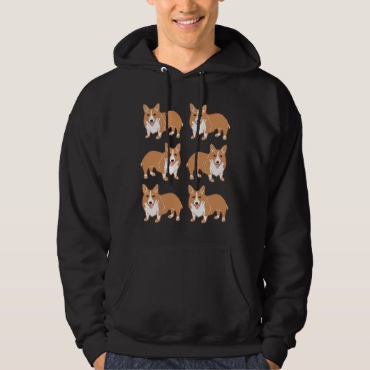 Happy Corgi Pattern Hoodie (Voorkant)