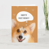 Happy Corgi Verjaardag Kaart (goud) (Voorkant)