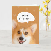 Happy Corgi Verjaardag Kaart (goud) (Gele Bloem)