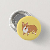 Happy Corgi Yellow Button (Voorkant /achterkant)