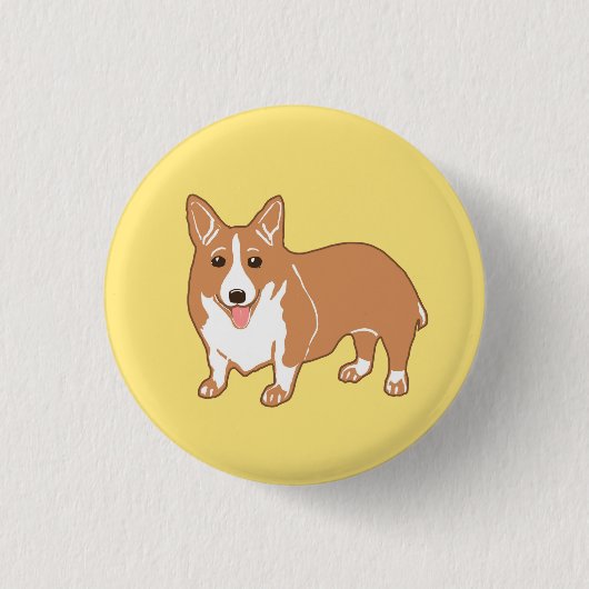Happy Corgi Yellow Button (Voorkant)
