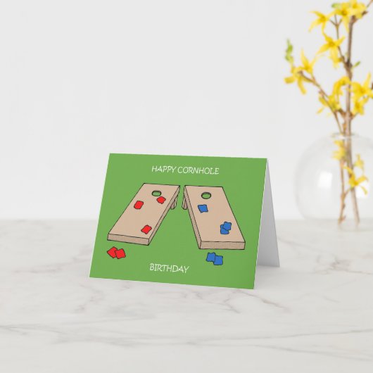 Happy Cornhole Verjaardag Kaart (Gele Bloem)