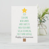 Happy Coronamas kerstboomtypografie Feestdagenkaart (Staand voorkant)