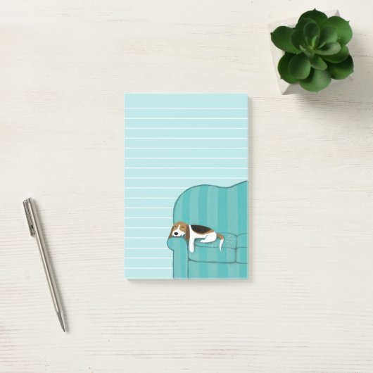 Happy Couch Beagle | Cute Dog Lined Post-it® Notes (Kantoor)