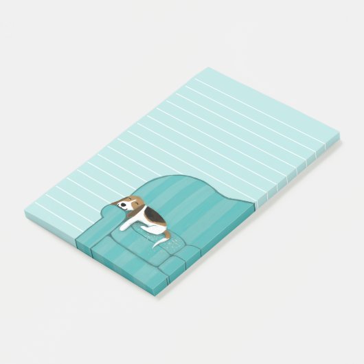 Happy Couch Beagle | Cute Dog Lined Post-it® Notes (Schuin)
