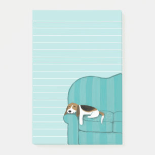 Happy Couch Beagle Cute Dog Lined Post-it® Notes