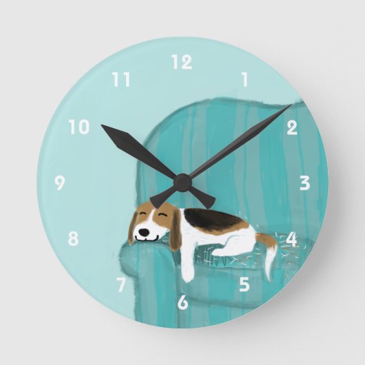 Happy Couch Beagle - Cute Puppy Dog Design Ronde Klok (Voorkant)