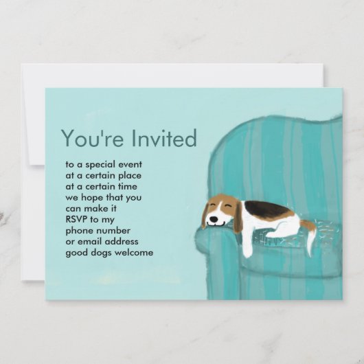Happy Couch Beagle | Cute Slaping Pets Party Kaart (Voorkant)