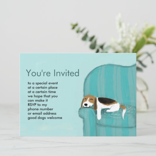 Happy Couch Beagle | Cute Slaping Pets Party Kaart (Staand voorkant)