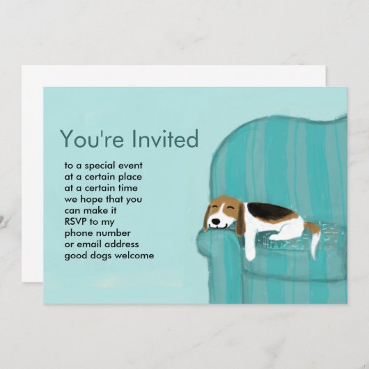 Happy Couch Beagle | Cute Slaping Pets Party Kaart (Voorkant / Achterkant)