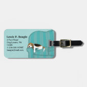 Happy Couch Beagle | Schattigee hond gepersonalise Bagagelabel (Voorkant horizontaal)