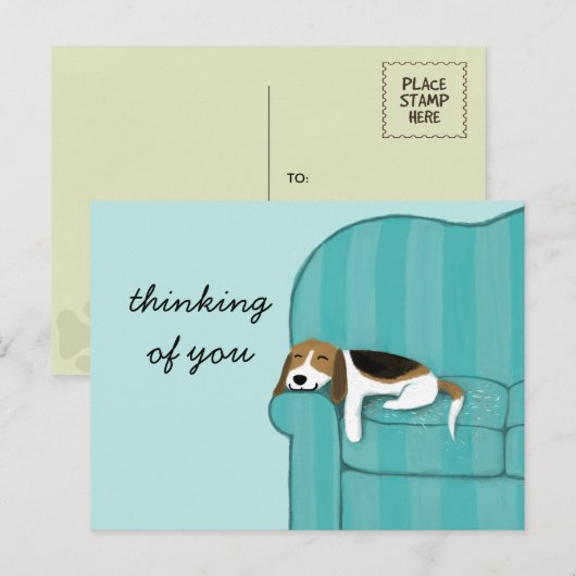 Happy Couch Beagle | Schattigee hondendouane Briefkaart (Voorkant / Achterkant)