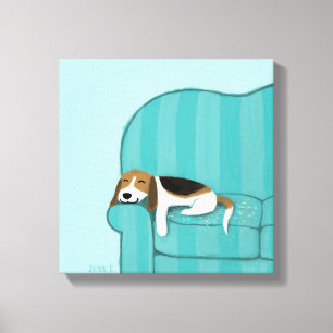 Happy Couch Beagle   Slaaphond voor de luiers   Pe Canvas Afdruk