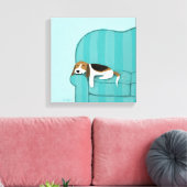 Happy Couch Beagle | Slaaphond voor de luiers | Pe Canvas Afdruk (Insitu (Woonkamer))