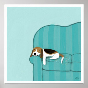 Happy Couch Beagle   Slaaphond voor de luiers   Pe Poster