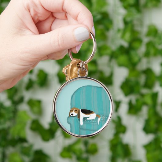 Happy Couch Beagle | Slaaphond voor de luiers | Pe Sleutelhanger (Hand)